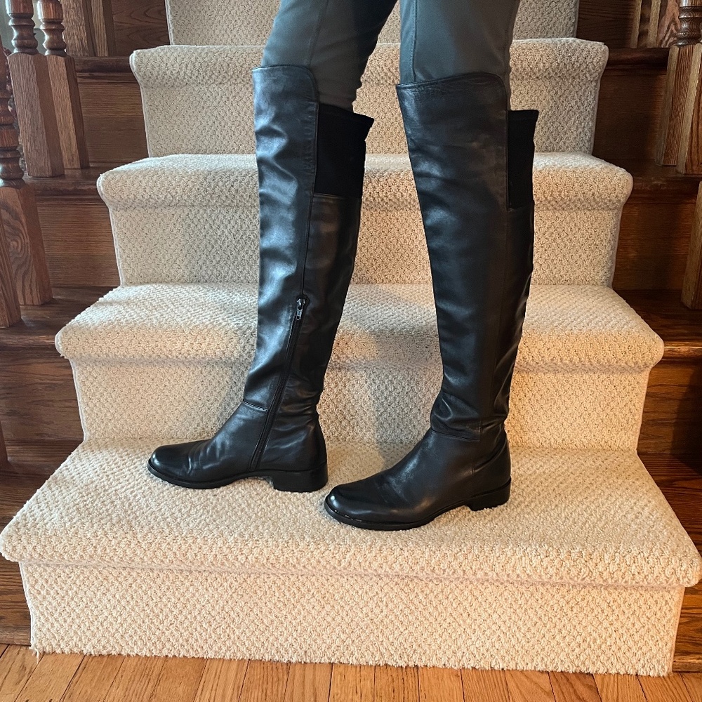 Size 7  Stuart Weitzman Over the Knee Black Leather Boot